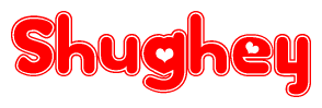 The image displays the word Shughey written in a stylized red font with hearts inside the letters.
