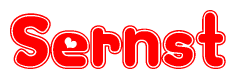 The image is a clipart featuring the word Sernst written in a stylized font with a heart shape replacing inserted into the center of each letter. The color scheme of the text and hearts is red with a light outline.