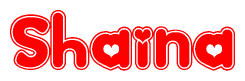 The image displays the word Shaina written in a stylized red font with hearts inside the letters.