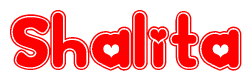 The image is a clipart featuring the word Shalita written in a stylized font with a heart shape replacing inserted into the center of each letter. The color scheme of the text and hearts is red with a light outline.