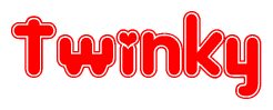 The image is a clipart featuring the word Twinky written in a stylized font with a heart shape replacing inserted into the center of each letter. The color scheme of the text and hearts is red with a light outline.