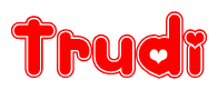 The image displays the word Trudi written in a stylized red font with hearts inside the letters.