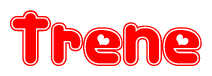 The image displays the word Trene written in a stylized red font with hearts inside the letters.
