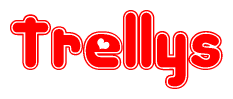 The image is a clipart featuring the word Trellys written in a stylized font with a heart shape replacing inserted into the center of each letter. The color scheme of the text and hearts is red with a light outline.