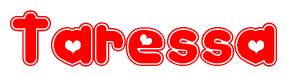 The image displays the word Taressa written in a stylized red font with hearts inside the letters.