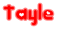 The image is a clipart featuring the word Tayle written in a stylized font with a heart shape replacing inserted into the center of each letter. The color scheme of the text and hearts is red with a light outline.