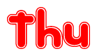 The image is a clipart featuring the word Thu written in a stylized font with a heart shape replacing inserted into the center of each letter. The color scheme of the text and hearts is red with a light outline.