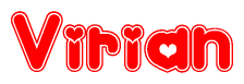 The image displays the word Virian written in a stylized red font with hearts inside the letters.