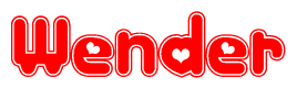 The image displays the word Wender written in a stylized red font with hearts inside the letters.