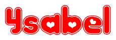 The image displays the word Ysabel written in a stylized red font with hearts inside the letters.