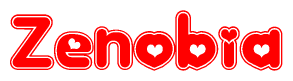The image displays the word Zenobia written in a stylized red font with hearts inside the letters.