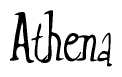 The image contains the word 'Athena' written in a cursive, stylized font.