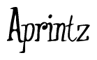 The image is of the word Aprintz stylized in a cursive script.