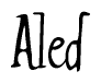 The image is a stylized text or script that reads 'Aled' in a cursive or calligraphic font.