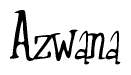 The image is a stylized text or script that reads 'Azwana' in a cursive or calligraphic font.