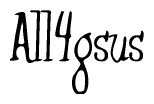 The image contains the word 'All4gsus' written in a cursive, stylized font.