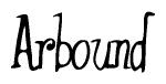 The image is a stylized text or script that reads 'Arbound' in a cursive or calligraphic font.