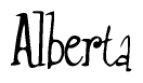 The image is of the word Alberta stylized in a cursive script.