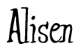 The image contains the word 'Alisen' written in a cursive, stylized font.