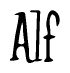The image is a stylized text or script that reads 'Alf' in a cursive or calligraphic font.