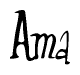 The image is a stylized text or script that reads 'Ama' in a cursive or calligraphic font.