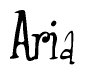 The image is a stylized text or script that reads 'Aria' in a cursive or calligraphic font.