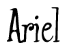 The image is a stylized text or script that reads 'Ariel' in a cursive or calligraphic font.