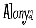 The image is of the word Alonya stylized in a cursive script.