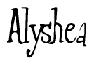 The image contains the word 'Alyshea' written in a cursive, stylized font.