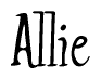 The image contains the word 'Allie' written in a cursive, stylized font.