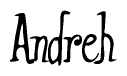 The image contains the word 'Andreh' written in a cursive, stylized font.