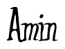 The image is a stylized text or script that reads 'Amin' in a cursive or calligraphic font.