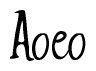 The image contains the word 'Aoeo' written in a cursive, stylized font.