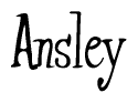 The image is of the word Ansley stylized in a cursive script.