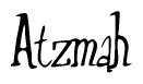 The image is of the word Atzmah stylized in a cursive script.