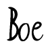 The image contains the word 'Boe' written in a cursive, stylized font.