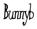 The image is of the word Bunnyb stylized in a cursive script.
