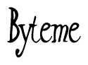 The image contains the word 'Byteme' written in a cursive, stylized font.