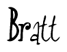 The image is of the word Bratt stylized in a cursive script.