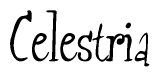 The image is of the word Celestria stylized in a cursive script.