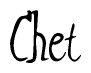The image contains the word 'Chet' written in a cursive, stylized font.