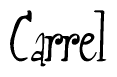 The image is a stylized text or script that reads 'Carrel' in a cursive or calligraphic font.