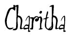 The image is a stylized text or script that reads 'Charitha' in a cursive or calligraphic font.