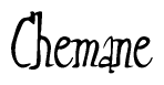 The image is of the word Chemane stylized in a cursive script.