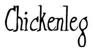 The image contains the word 'Chickenleg' written in a cursive, stylized font.