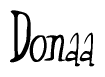 The image is of the word Donaa stylized in a cursive script.