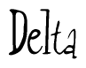 The image contains the word 'Delta' written in a cursive, stylized font.