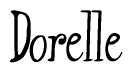 The image is a stylized text or script that reads 'Dorelle' in a cursive or calligraphic font.