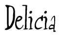The image contains the word 'Delicia' written in a cursive, stylized font.