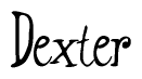 The image is a stylized text or script that reads 'Dexter' in a cursive or calligraphic font.